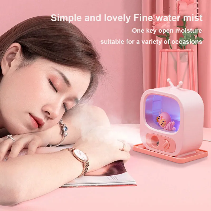 Creative Home Desktop Small TV Shape Humidifier with Atmosphere Lights in pink