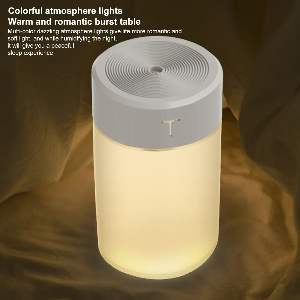 Mini USB humidifier with night light round plastic body 80mm white model Dabai