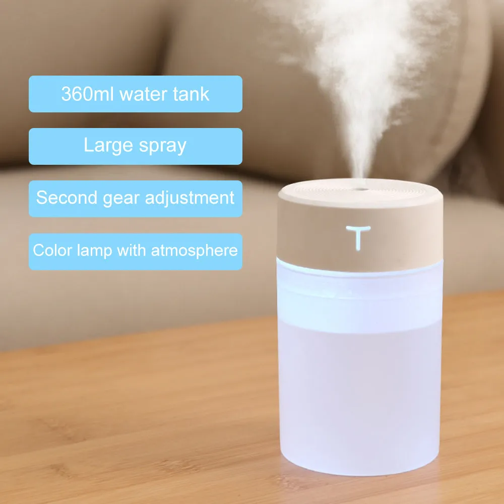 Mini USB humidifier with night light round plastic body 80mm white model Dabai
