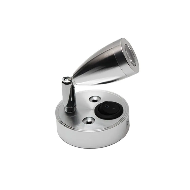 12V 1W LED reading light with switch aluminium shade for RV yacht boat wall mount