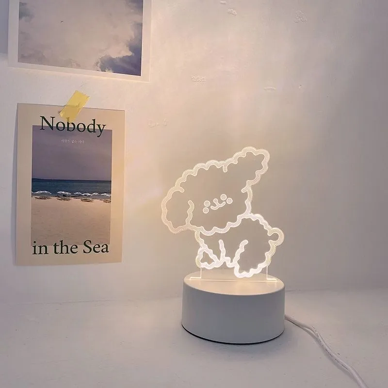 Cartoon bear shaped LED night light with acrylic cover and plastic base, sitting bear style