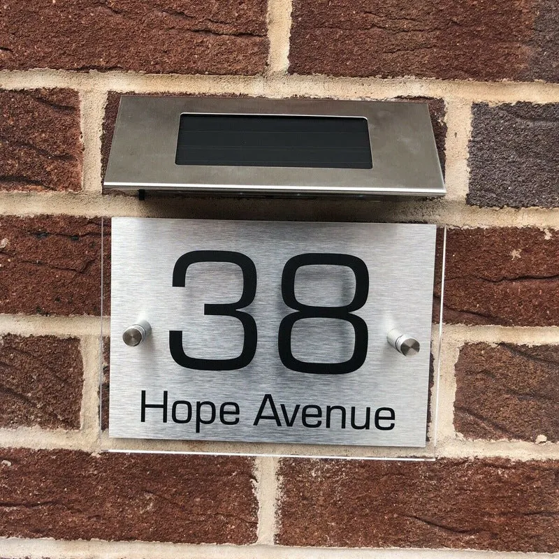 Solar powered stainless steel 4LED address doorplate light with automatic light control for outdoor use