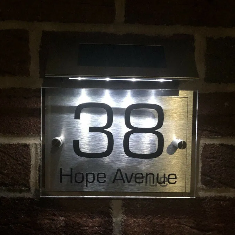 Solar powered stainless steel 4LED address doorplate light with automatic light control for outdoor use
