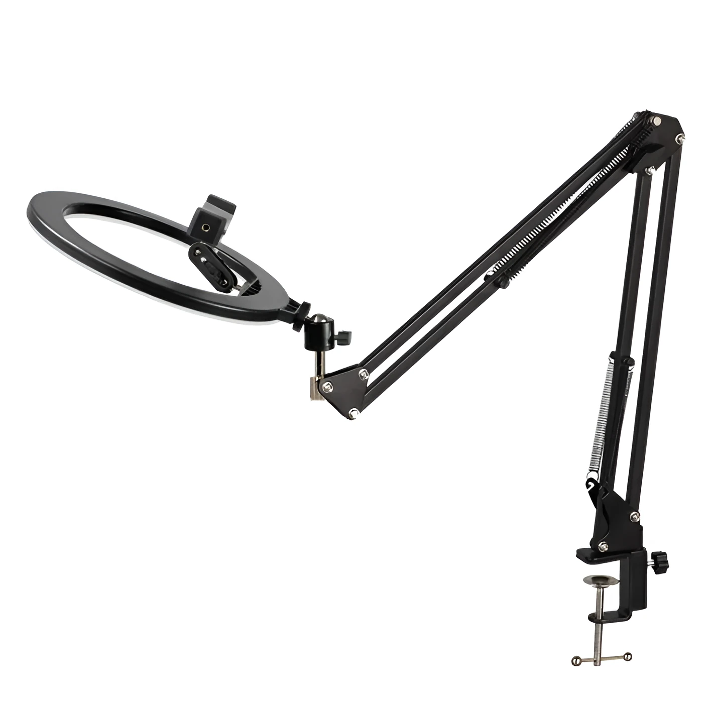 Lazy mobile phone bracket on desktop with cantilever tilt for multi-angle shooting
