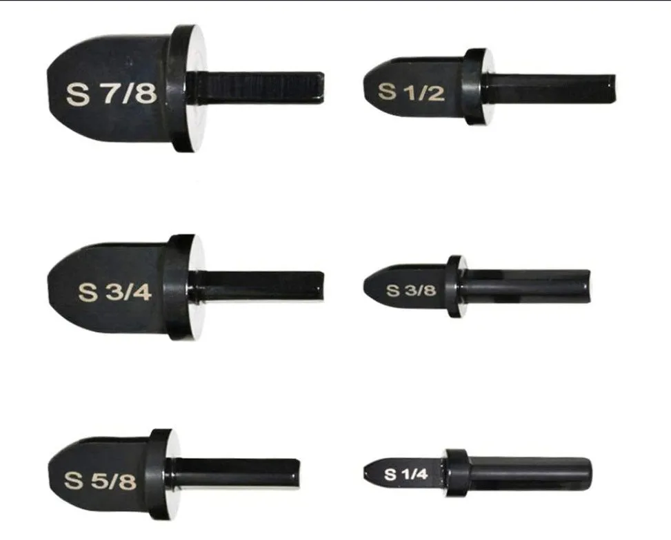 Electric tube expander 6pc set stainless steel black copper pipe expanders for drill HVAC installation sizes 7/8 to 1/4 inch