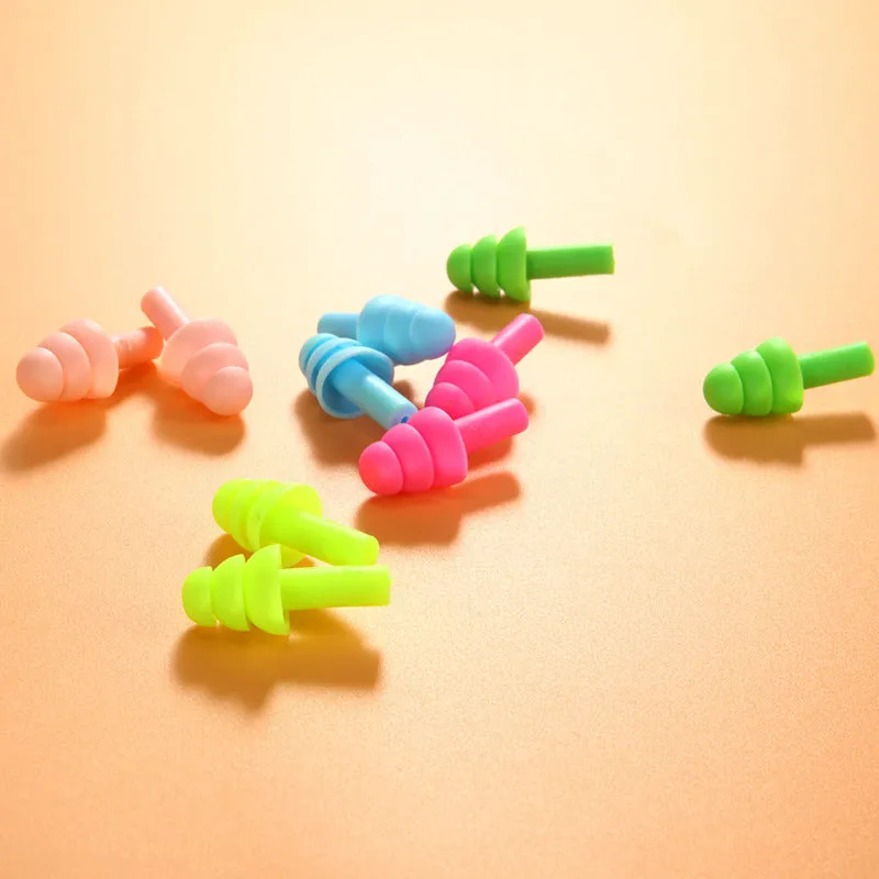 Silicone noise reduction waterproof earplugs in multiple colours, boxed, for sleep and swimming