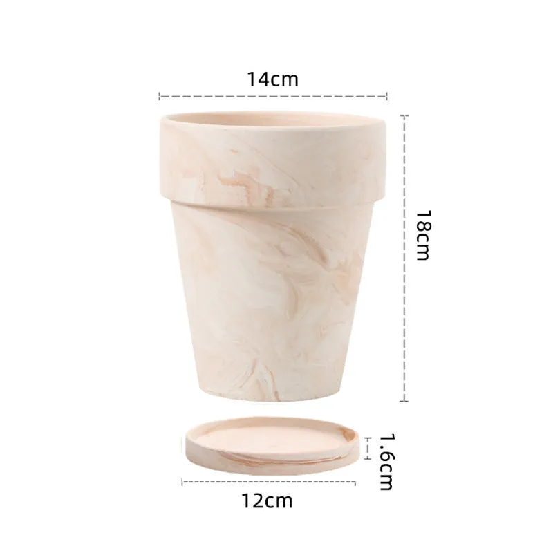 Gradient macchiato red and white pottery flowerpot with natural clay finish, breathable and self-absorbent for plants