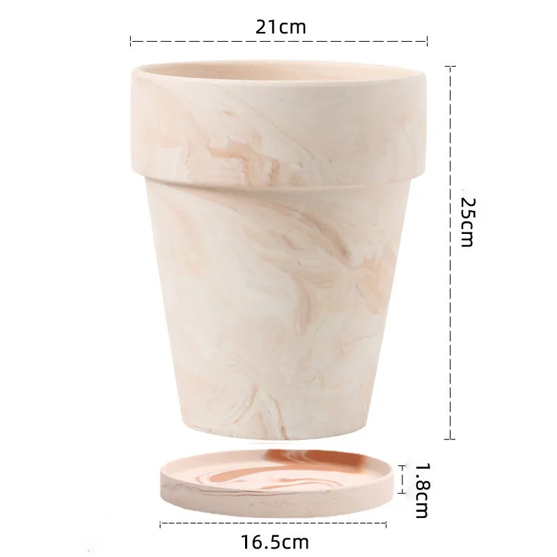 Gradient macchiato red and white pottery flowerpot with natural clay finish, breathable and self-absorbent for plants
