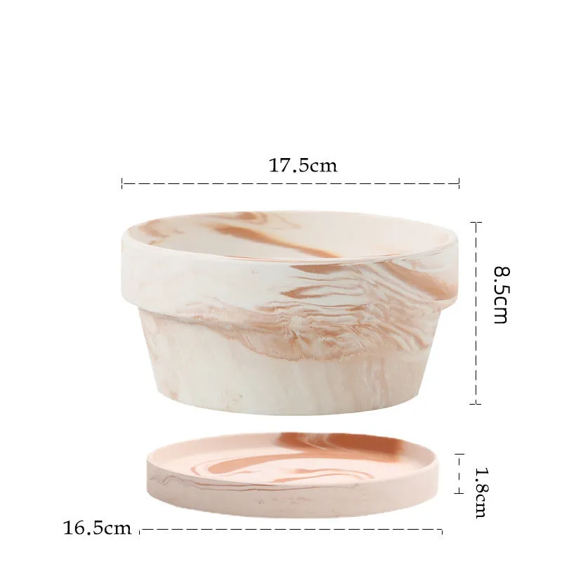 Gradient macchiato red and white pottery flowerpot with natural clay finish, breathable and self-absorbent for plants