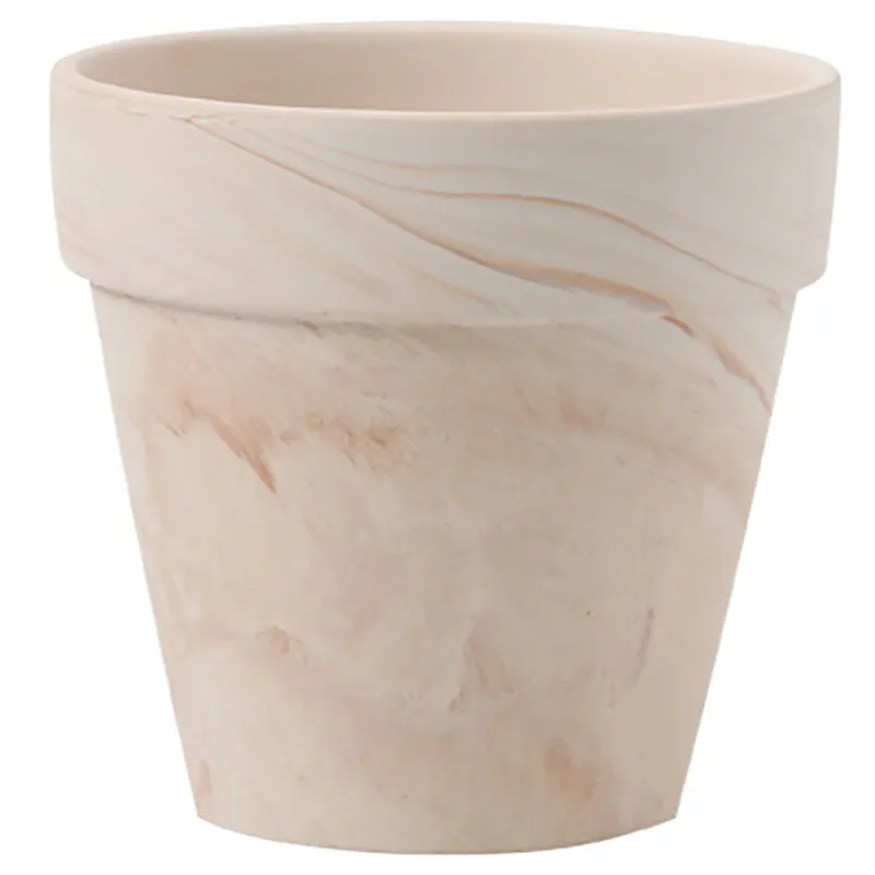 Gradient macchiato red and white pottery flowerpot with natural clay finish, breathable and self-absorbent for plants
