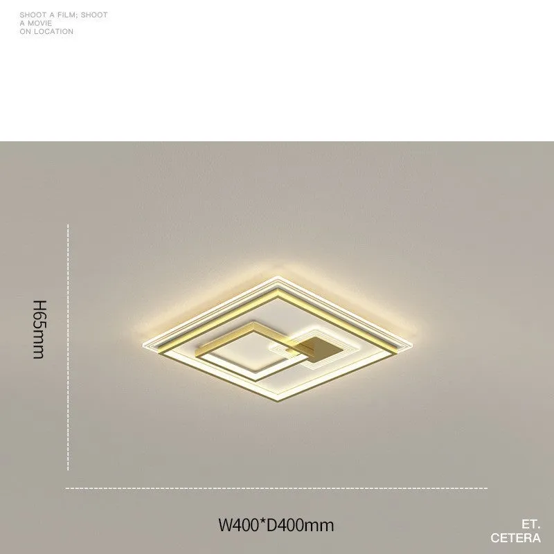 Modern simple rectangular LED ceiling light with black trim and stepless dimming for living room