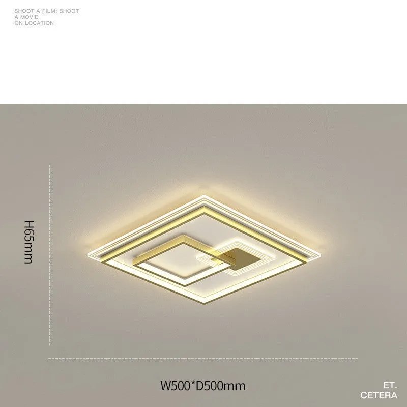 Modern simple rectangular LED ceiling light with black trim and stepless dimming for living room