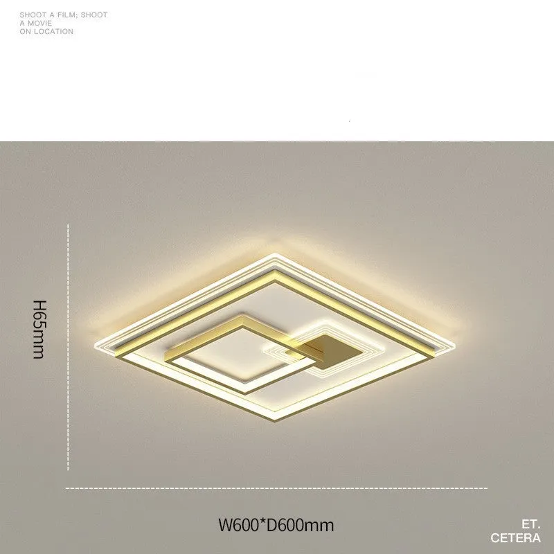Modern simple rectangular LED ceiling light with black trim and stepless dimming for living room