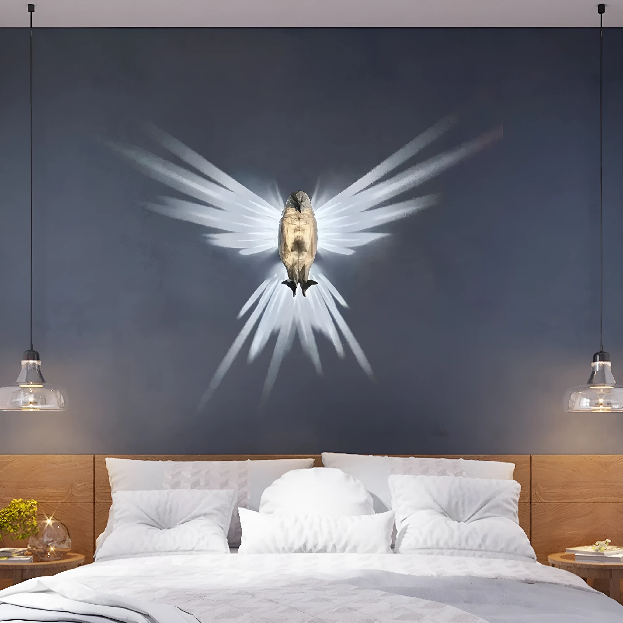 Injection moulded night light with ABS shade, showing owl and eagle silhouette designs for wall decor