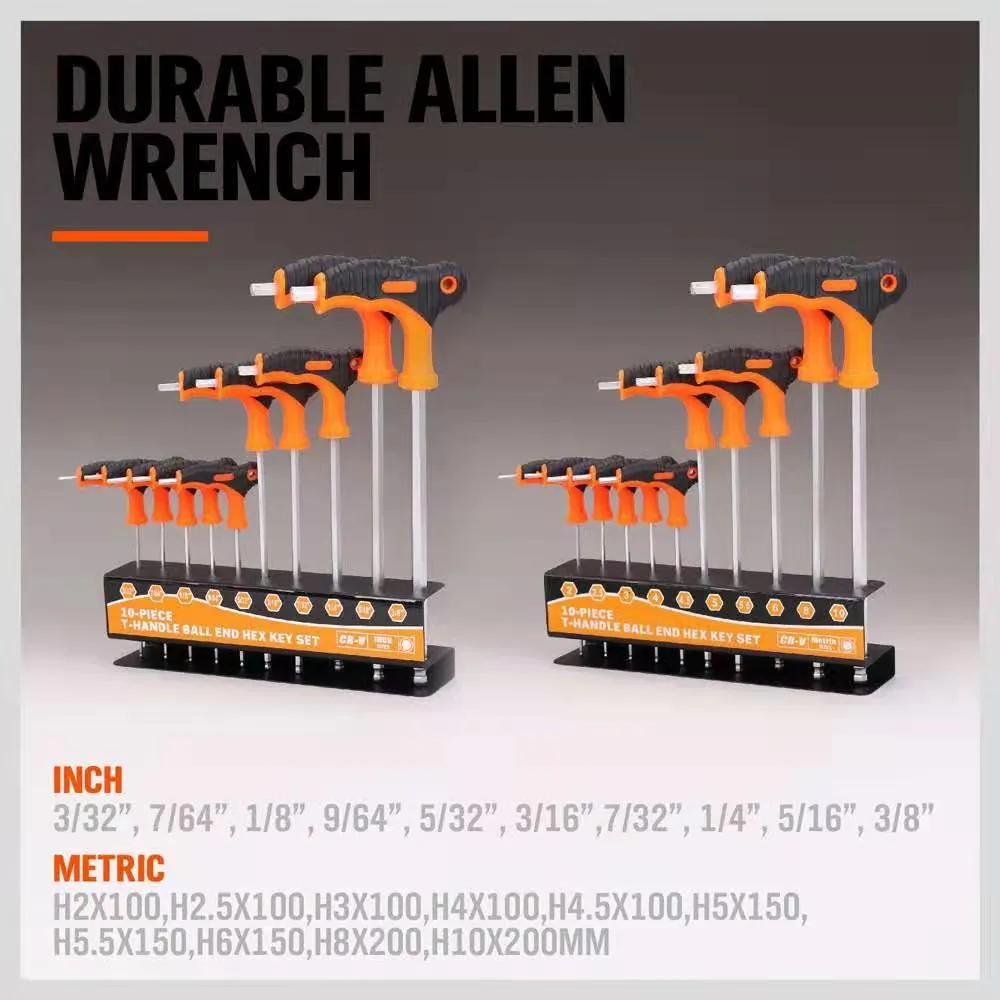10-piece manual torque wrench set with plated finish on a workshop surface