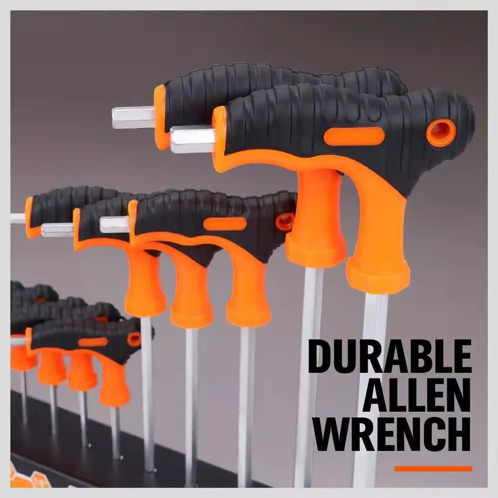 10-piece manual torque wrench set with plated finish on a workshop surface
