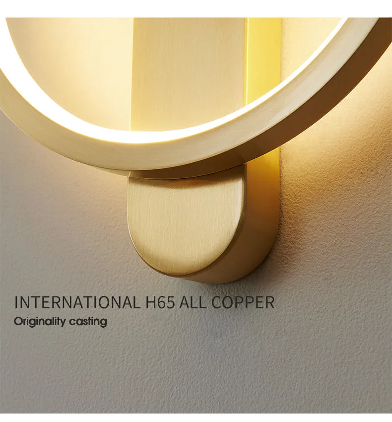 All copper wall lamp gold finish simple creative design 20x4x24cm bedside lighting fixture
