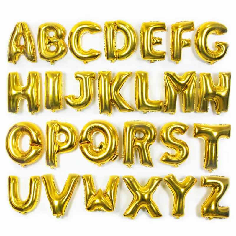 Aluminium film letter balloon in gold colour with letter A print for wedding decoration