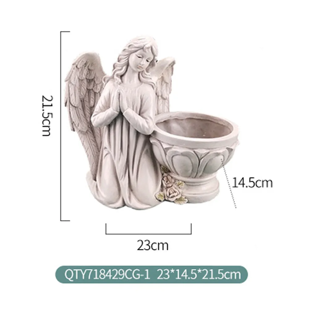 Resin hanging angel planter for succulents, European cartoon style, 230x155x215mm, left angel facing