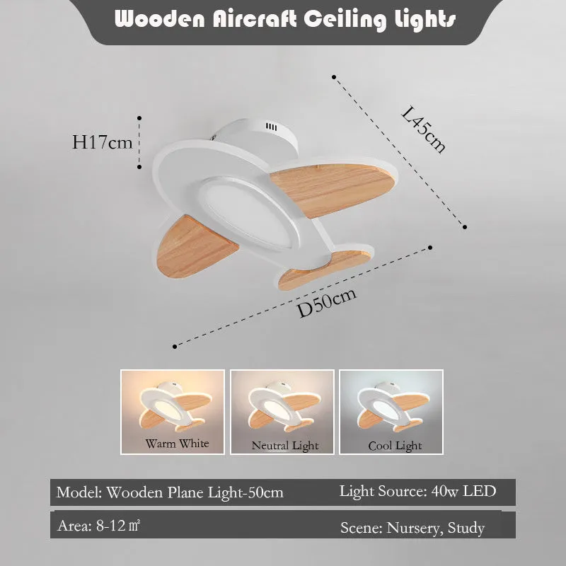 Simple creative LED ceiling light iron body wood finish 50cm size for bedroom corridor