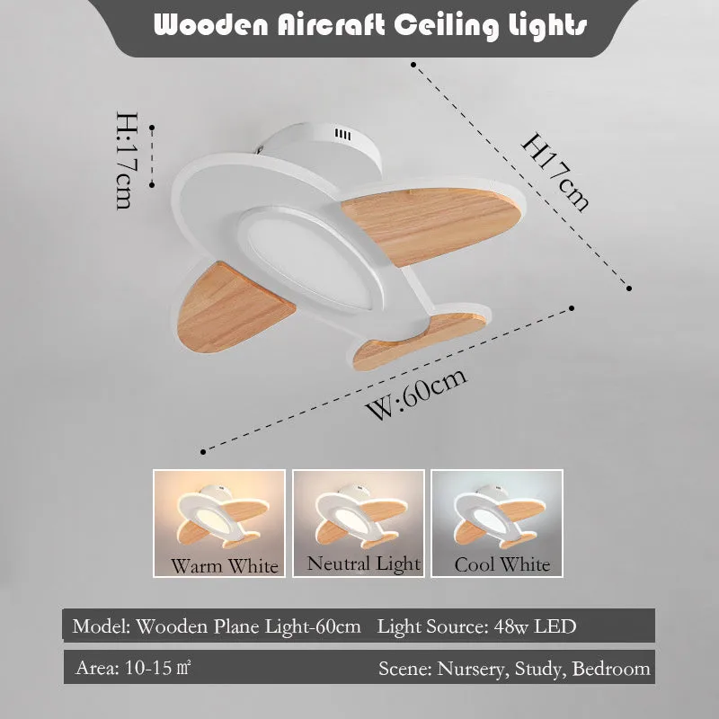 Simple creative LED ceiling light iron body wood finish 50cm size for bedroom corridor