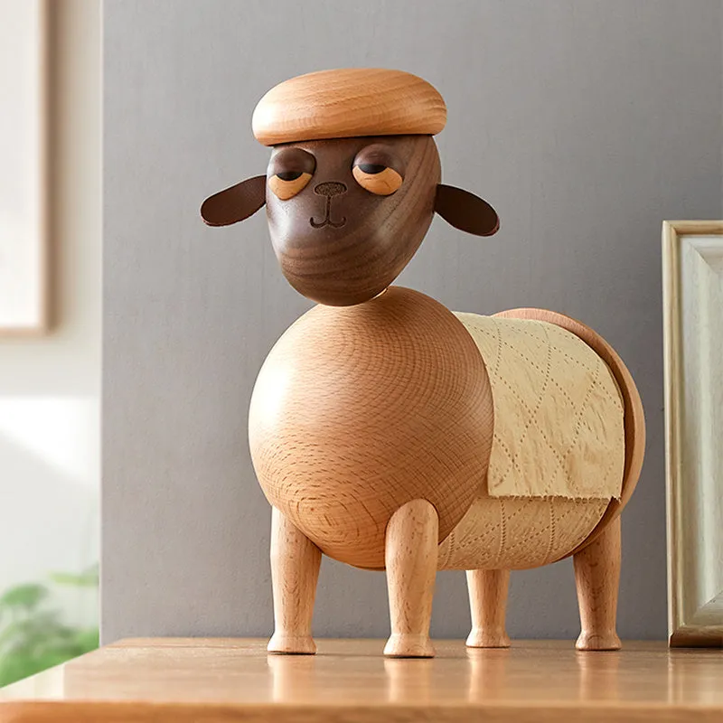 Solid wood tissue holder with perforated free design in Nordic style for table use