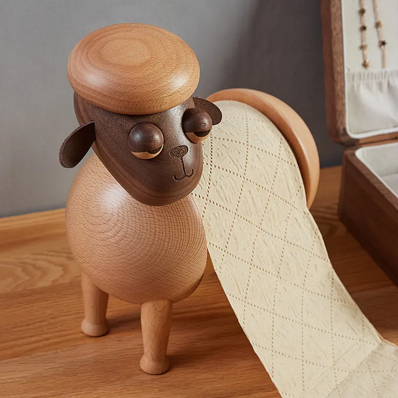 Solid wood tissue holder with perforated free design in Nordic style for table use