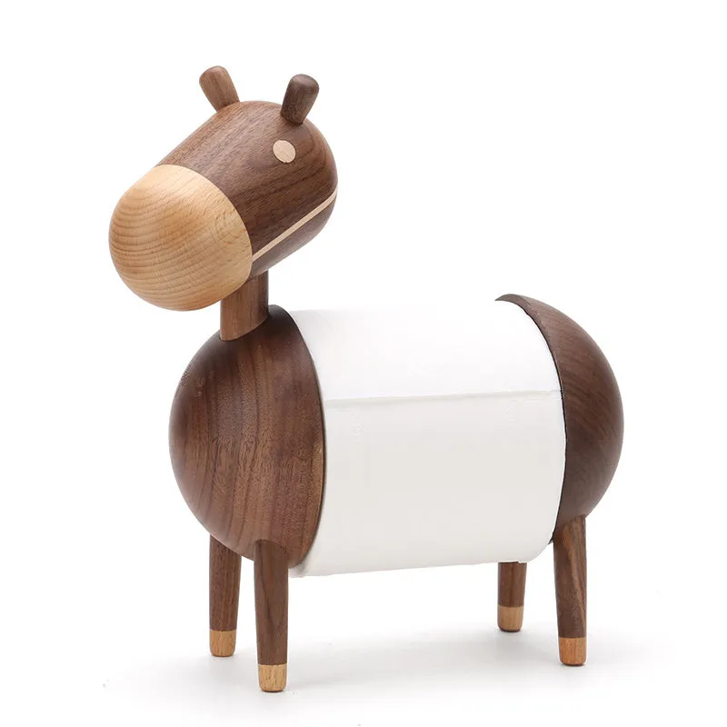 Solid wood tissue holder with perforated free design in Nordic style for table use