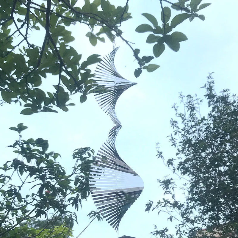 Rotating metal wind runner garden decoration outdoor pendant silver colourful 12.8x60 cm