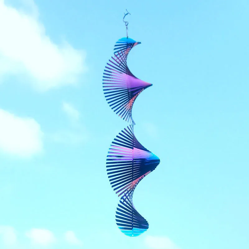 Rotating metal wind runner garden decoration outdoor pendant silver colourful 12.8x60 cm