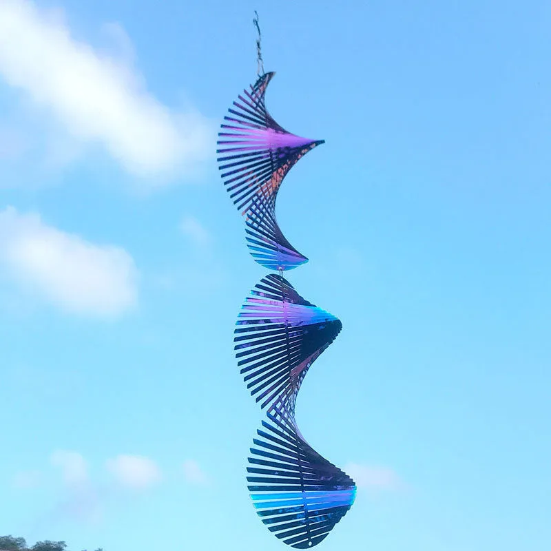 Rotating metal wind runner garden decoration outdoor pendant silver colourful 12.8x60 cm