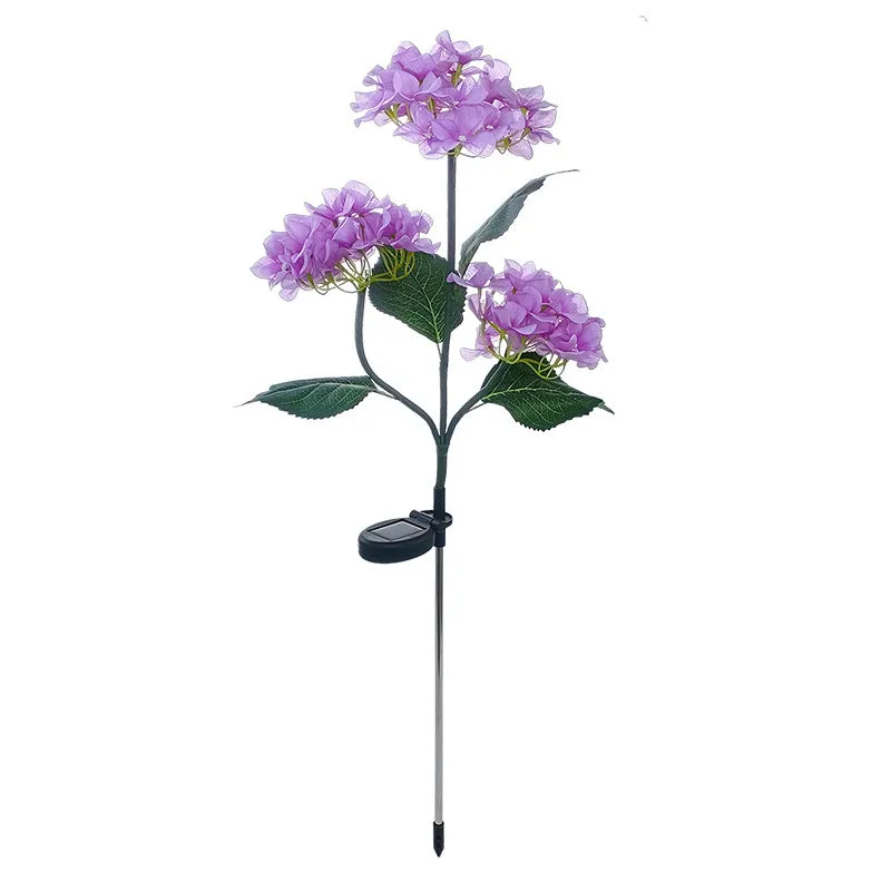 LED simulation festive lantern flower shape 810mm raw silk PVC stainless steel IP44 outdoor courtyard decoration 3 head hydrangea