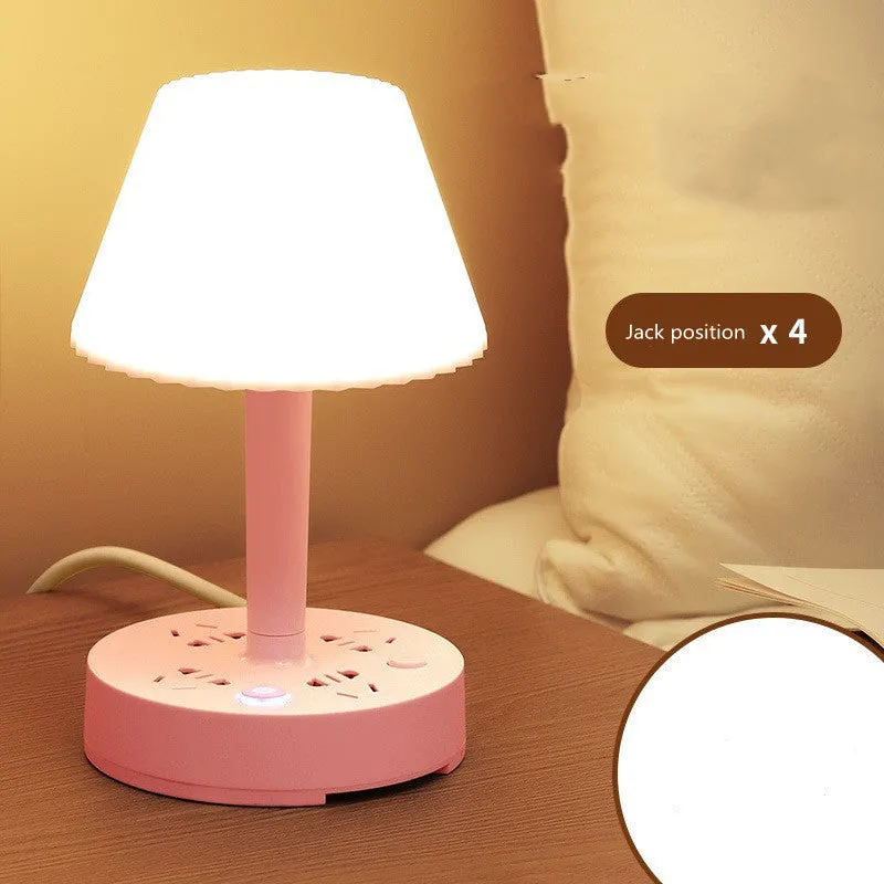 Creative conversion socket desk lamp with USB patch board white plastic shell