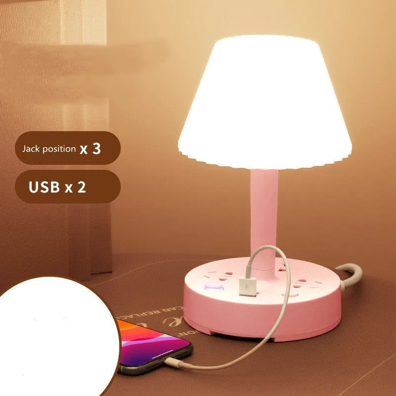 Creative conversion socket desk lamp with USB patch board white plastic shell