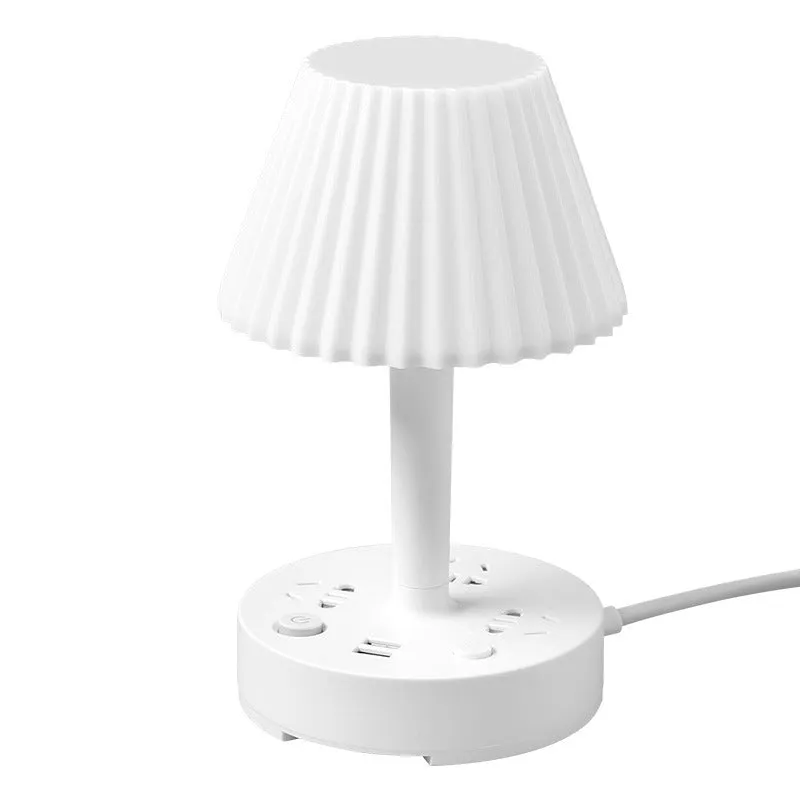 Creative conversion socket desk lamp with USB patch board white plastic shell