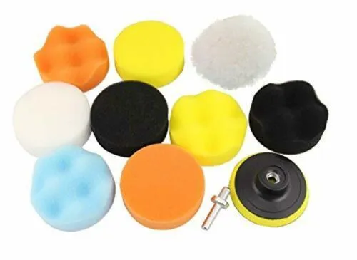 Automotive polishing pad set for waxing, polishing, and sealing, compatible with pneumatic and electric polishers