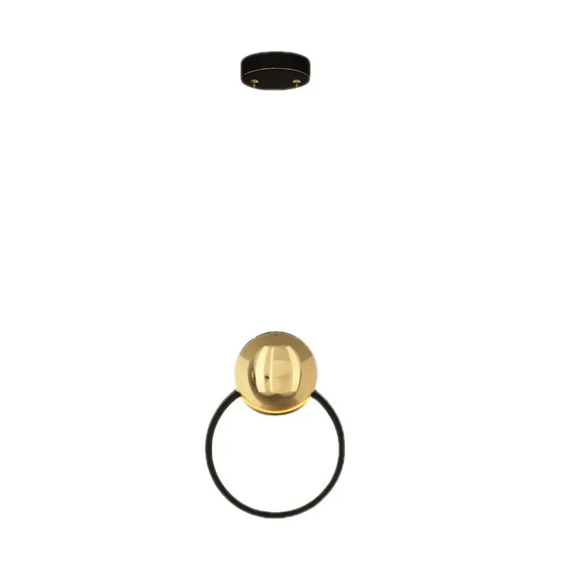 All copper moon shadow bedside chandelier with trichromatic LED, adjustable height, black finish