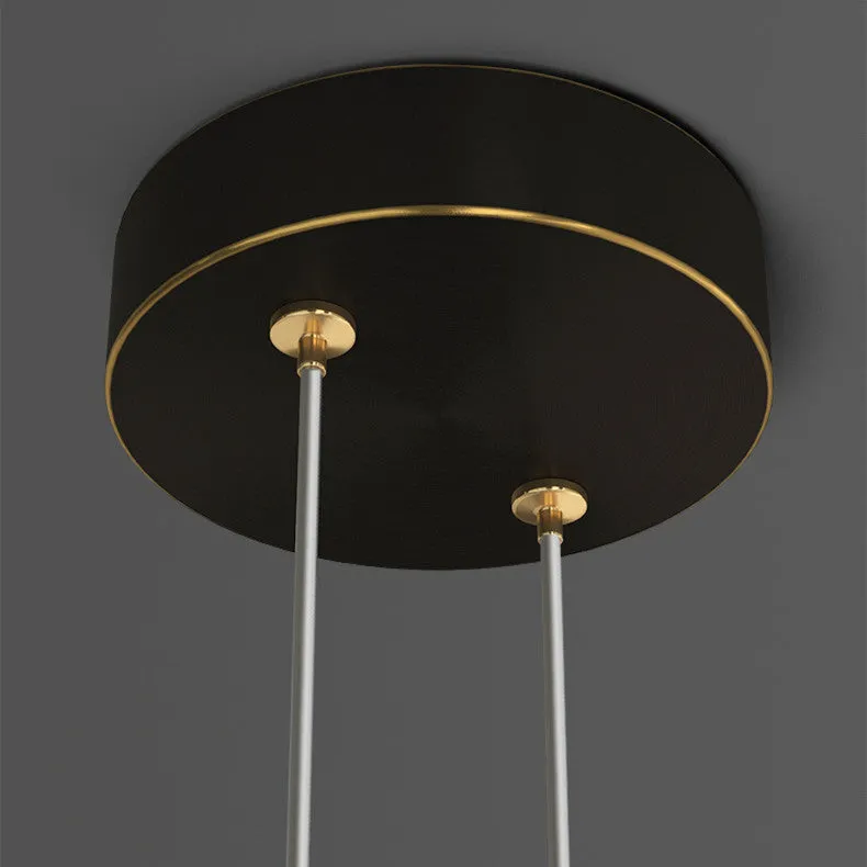 All copper moon shadow bedside chandelier with trichromatic LED, adjustable height, black finish