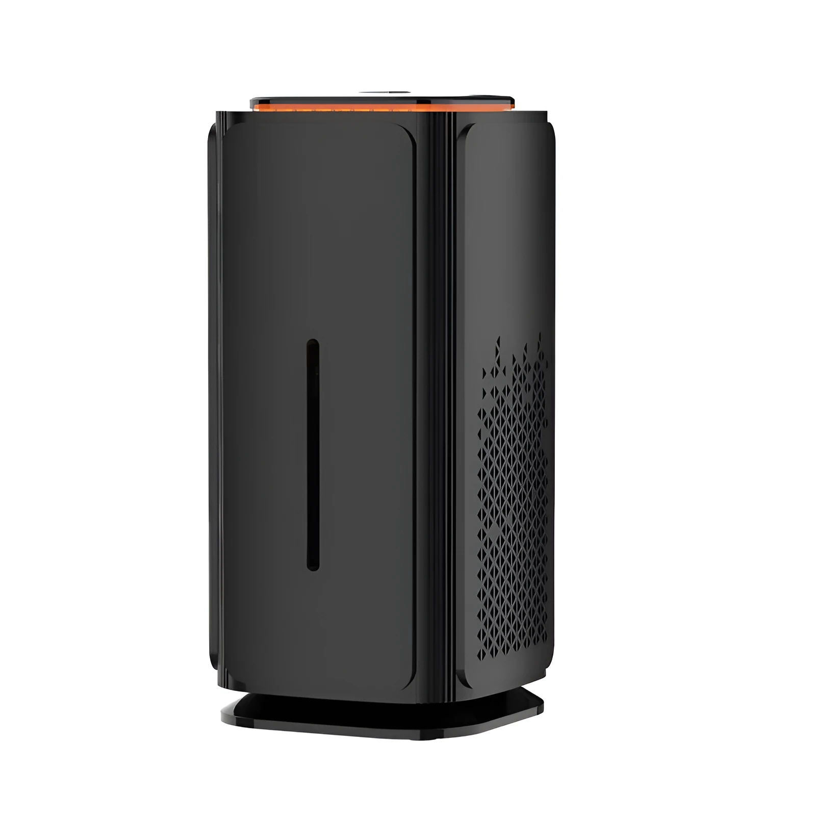 Black car air purifier with HEPA filter and negative ion feature, USB powered, 50 m3h air volume