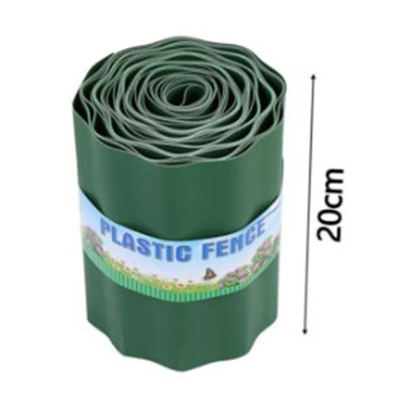 Green imitation stone PP plastic garden fence roll inserted into ground, available in 10cm 15cm or 20cm height