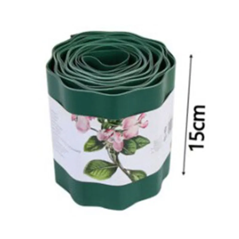 Green imitation stone PP plastic garden fence roll inserted into ground, available in 10cm 15cm or 20cm height