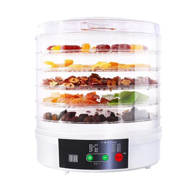 Five-layer stainless steel tray food dehydrator with British plug for home use.