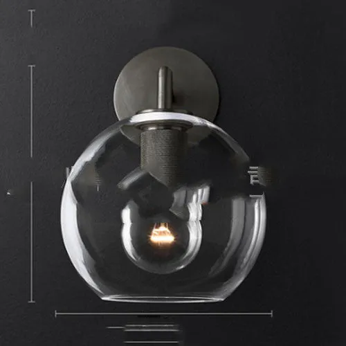 Modern wrought iron glass wall lamp with gold bronze finish and triangular transparent glass shade