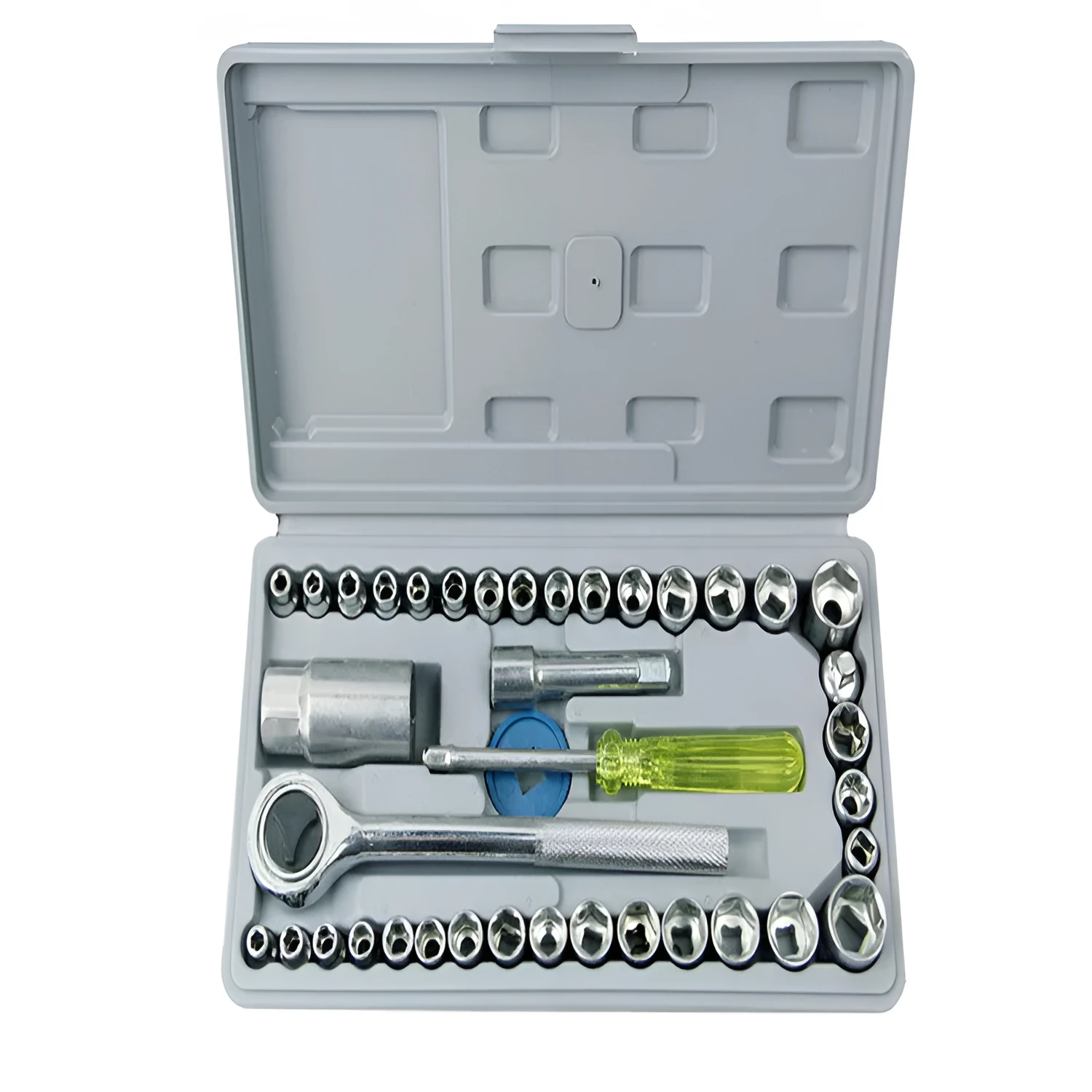 40 piece manual hardware tool set with sleeve wrenches in assorted sizes for machine repair and steam protection