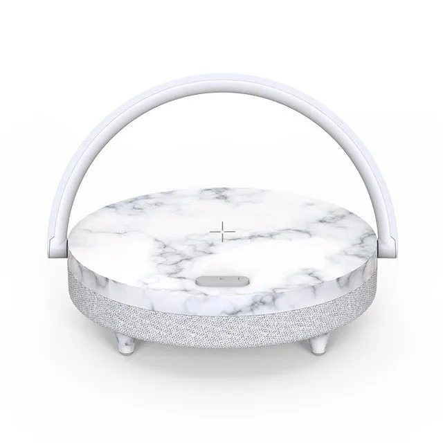 Multi-function wireless charging night light with touch control, ABS/PP body, marbling finish