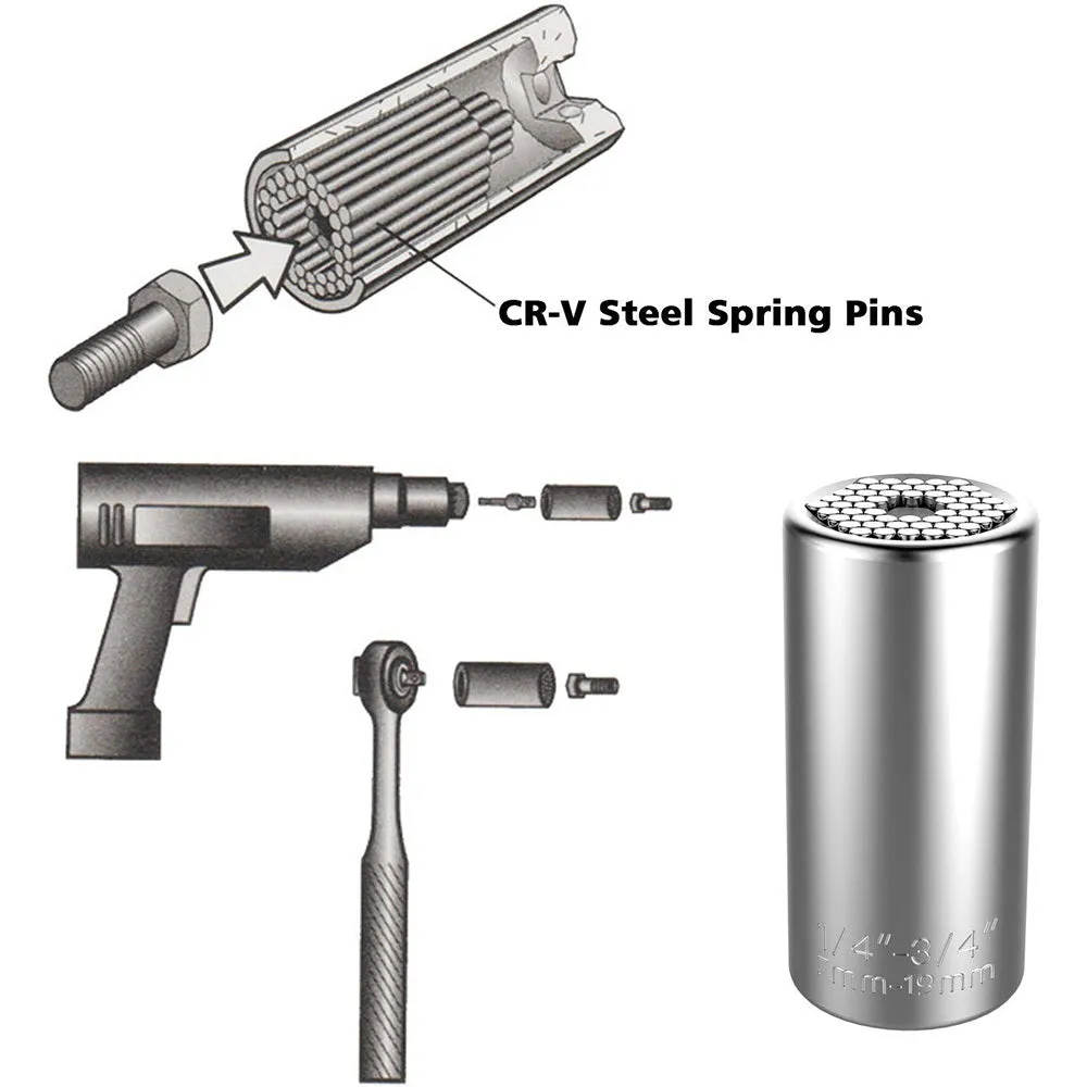 Universal socket tool metal construction 52mm x 25mm multi-size for repairs