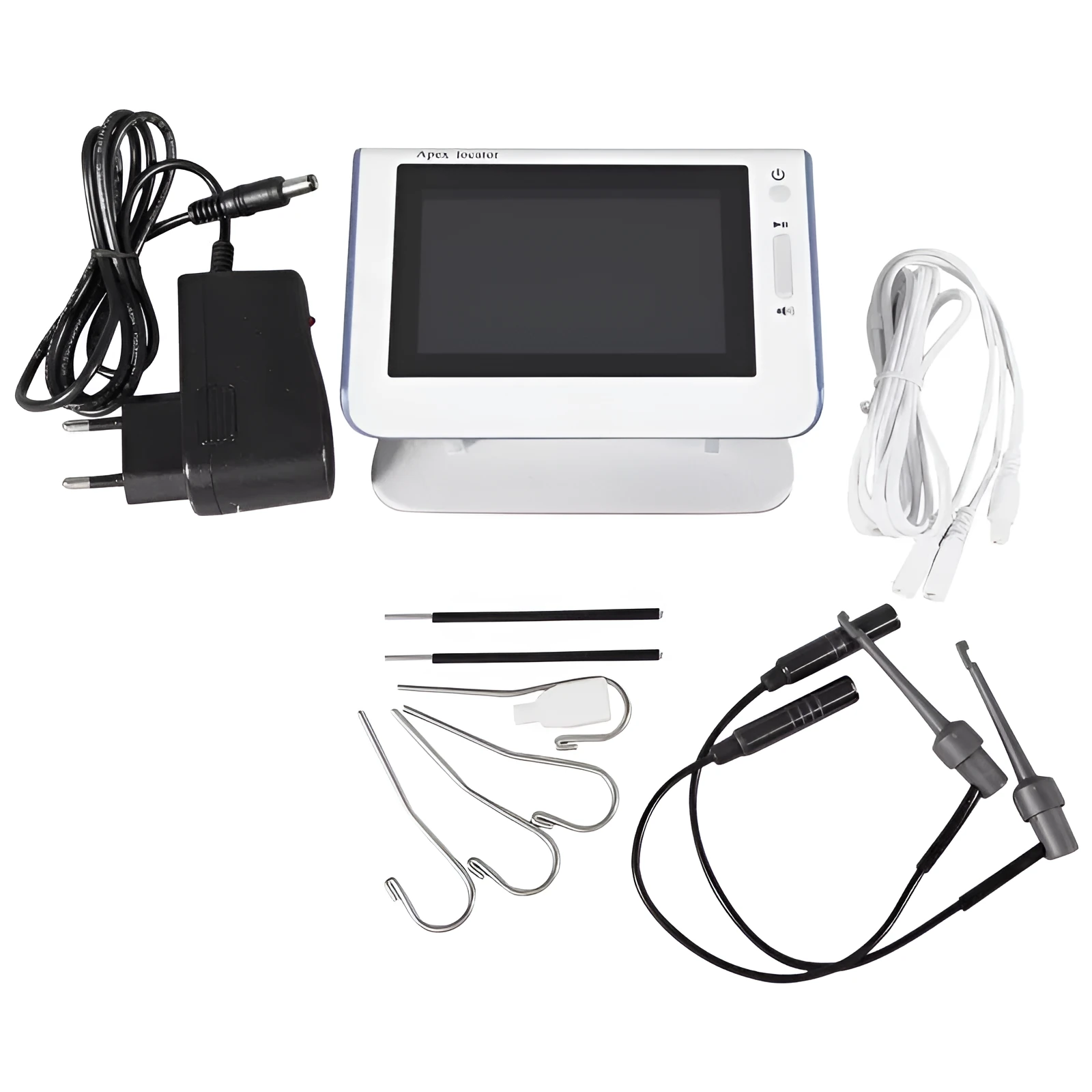 White dental root canal length measuring instrument with 4.5 inch colour screen