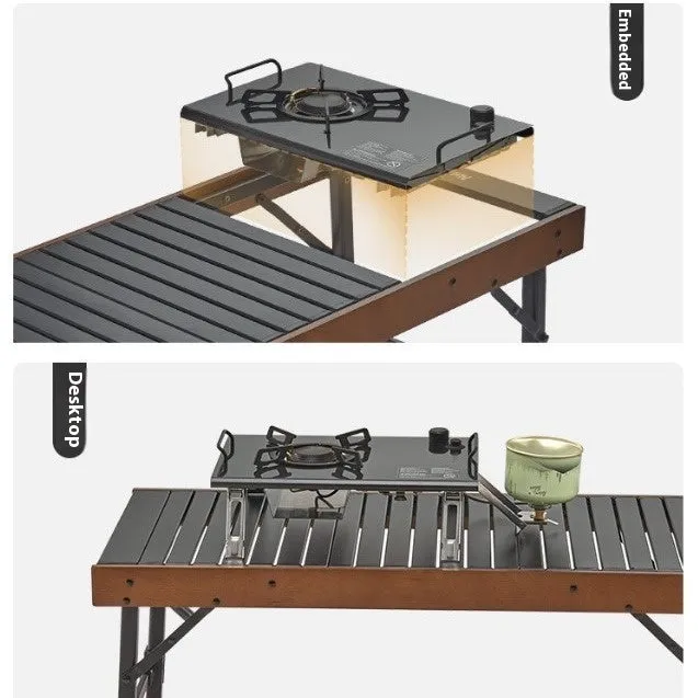 Outdoor camping portable foldable gas stove with black IGT bag and built-in ignition