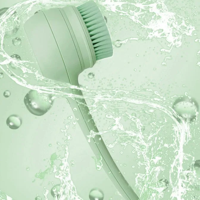 Green electric bath brush with dual handles for women, rechargeable 2000mAh