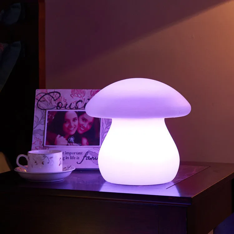 Rechargeable LED mushroom night light with remote control waterproof plastic desk lamp in picture color